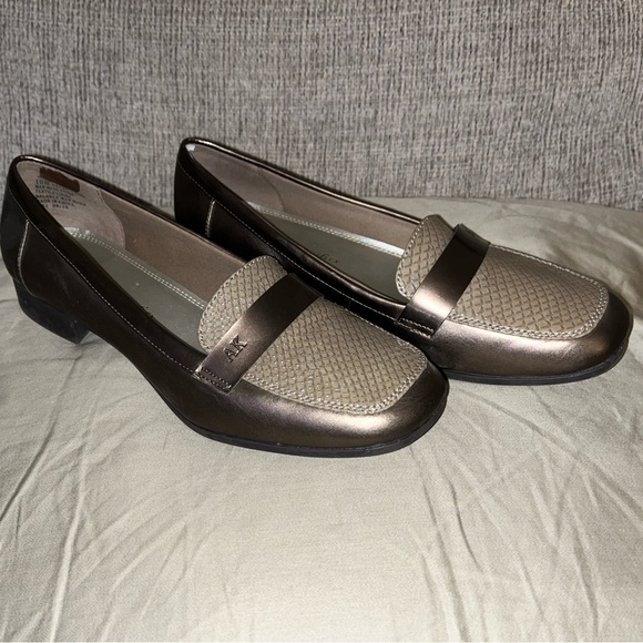 Anne Klein Shoes - Ann Klein iflex 10 M Womens Snakeskin Loafer, shiny bronze Moccasin Flats EUC